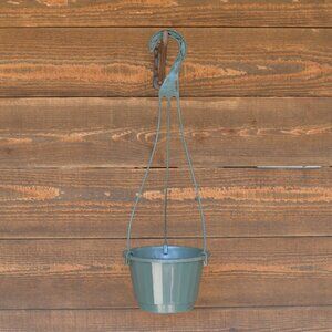 Used Set of 6 6" Hanging Nursery Pots Green w/ Hangers Drainage Insert